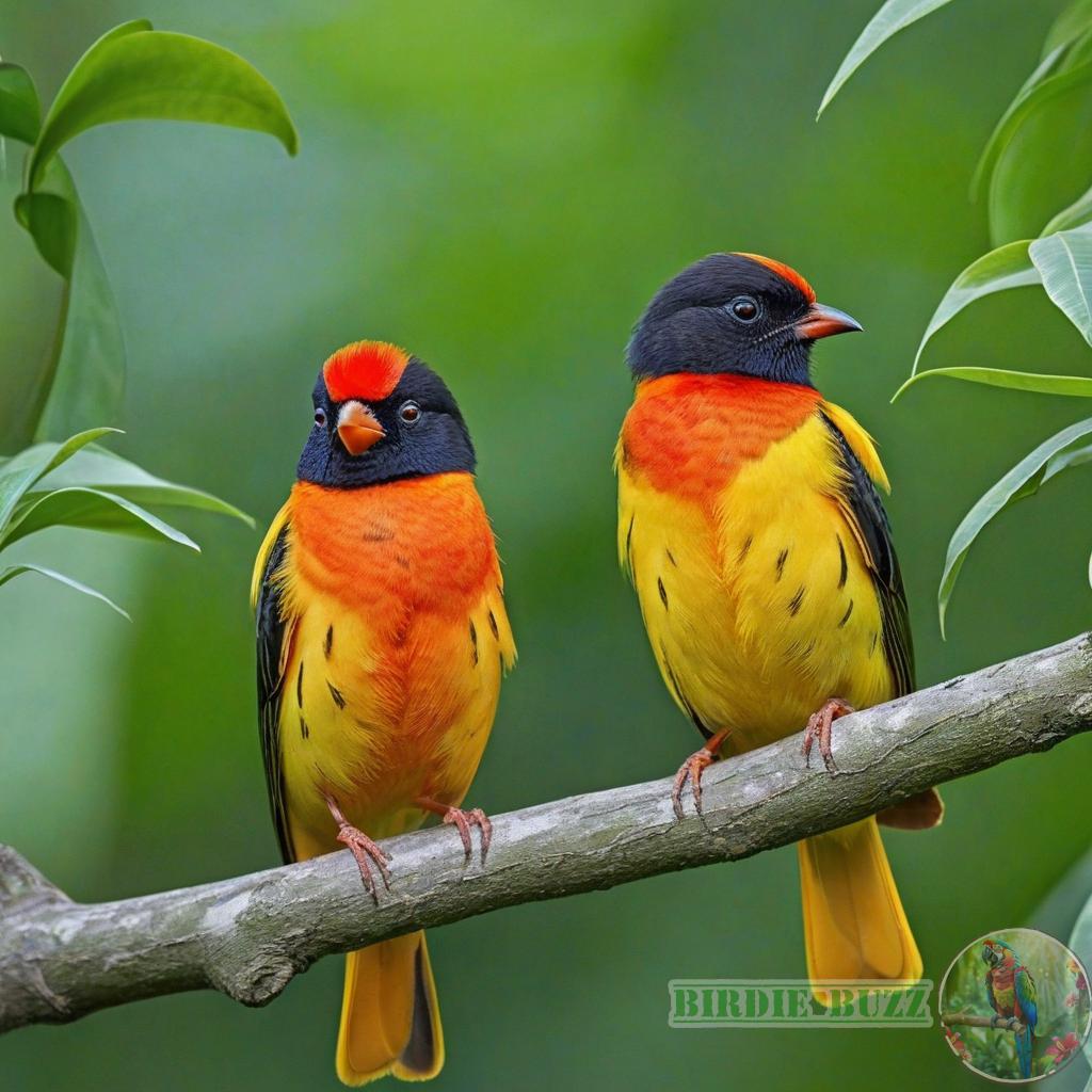 The Vibrant Bird with Orange and Yellow Feathers